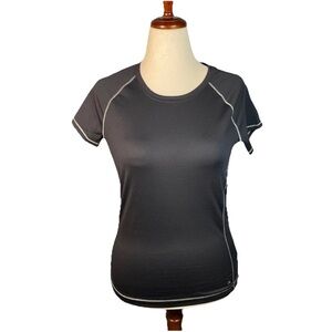 Alo Yoga CoolFit Short Sleeve Top Shirt Size Large Black Compression Fitted